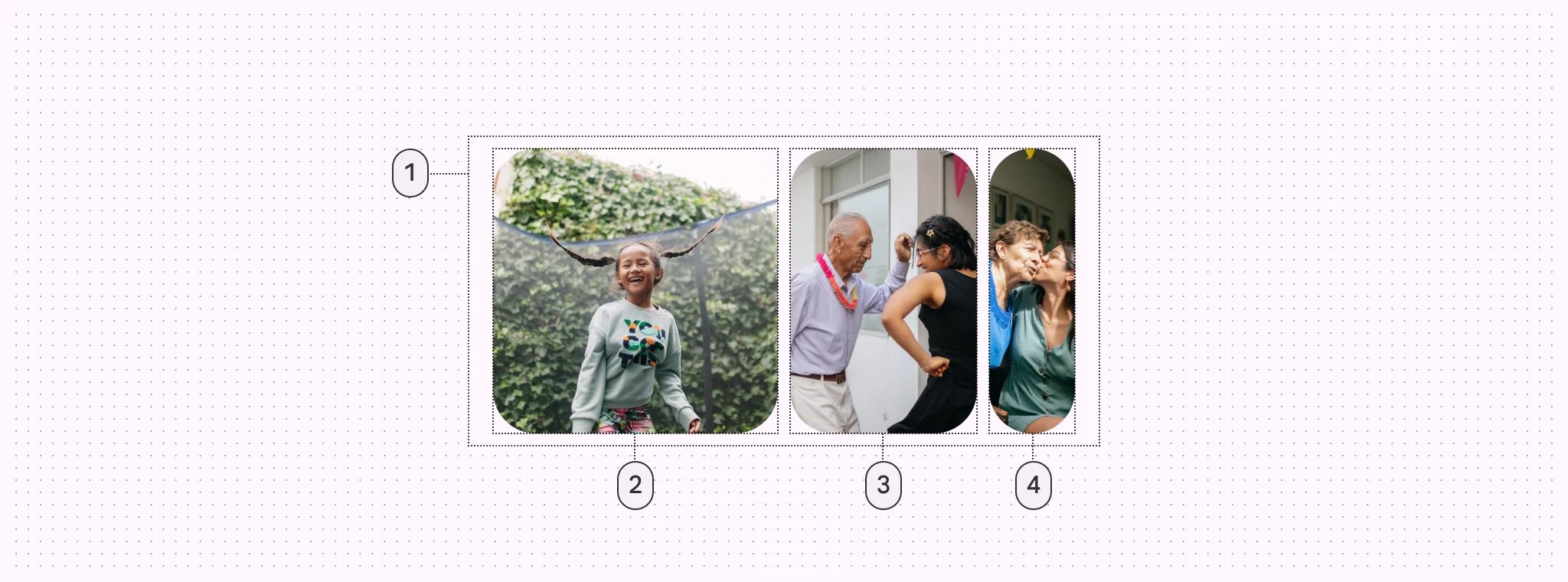 1. Container
2. Large carousel item
3. Medium carousel item
4. Small carousel item