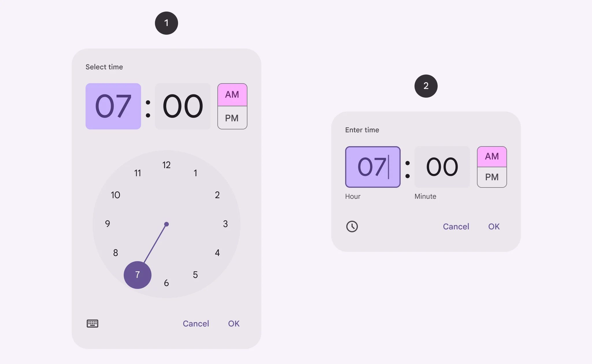 1. Timer picker dial
2. Time picker input