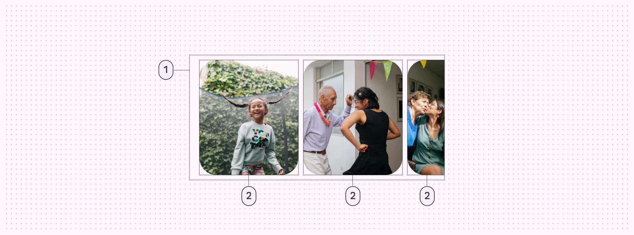 1. Container
2. Large carousel item