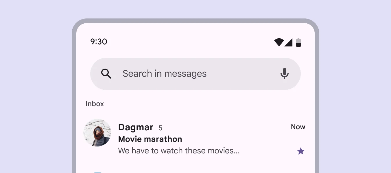 Search bar with a leading and trailing icons