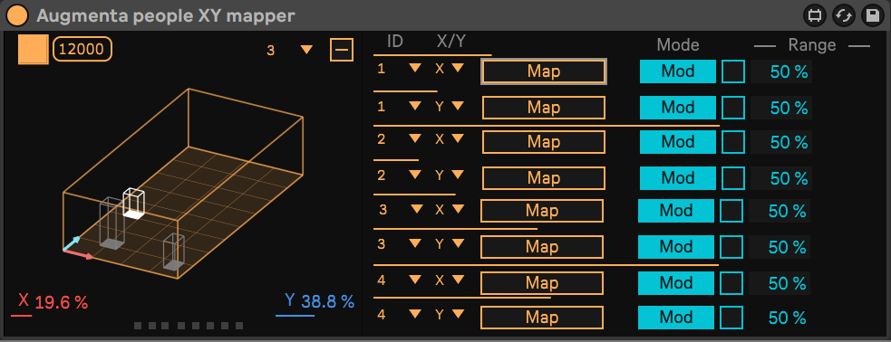 Ableton Live Augmenta people XY mapper