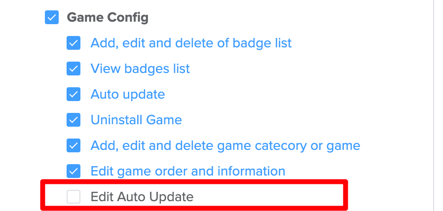 House > Game Config > Edit Auto Update