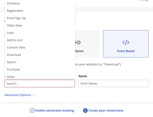 Conversion event based