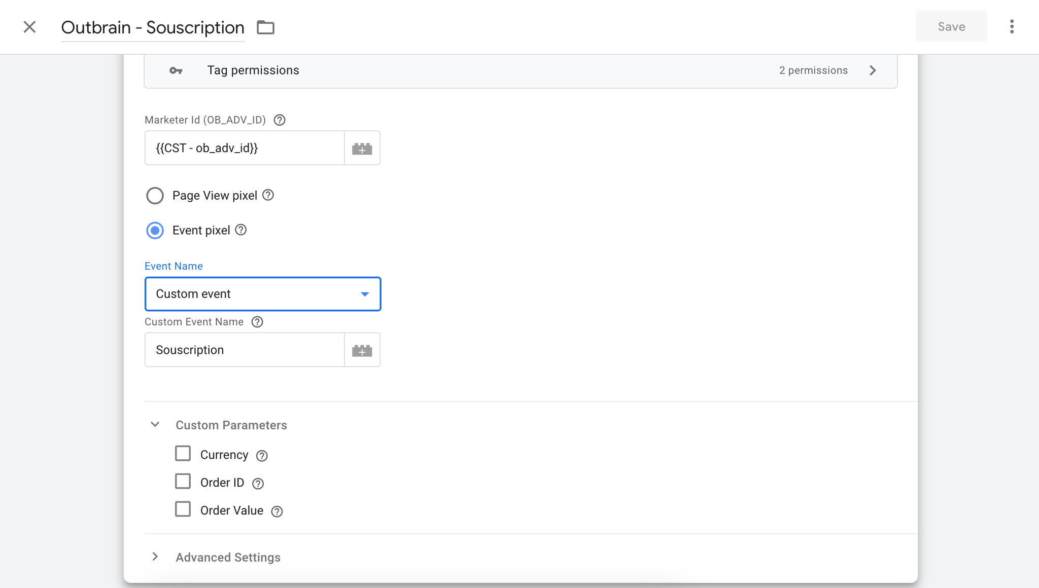 Intégration GTM web d’une conversion