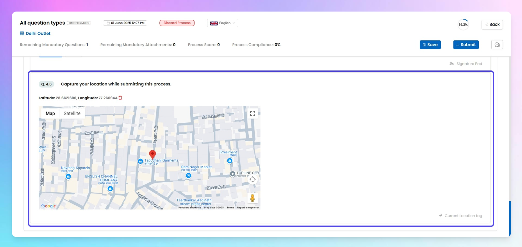 End-user view of the question