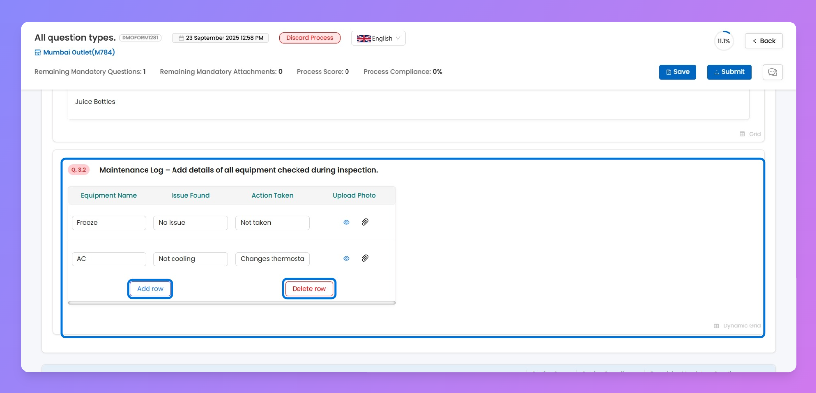 End user view of question