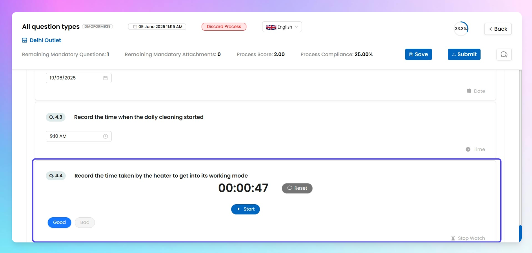 End-user view of the question