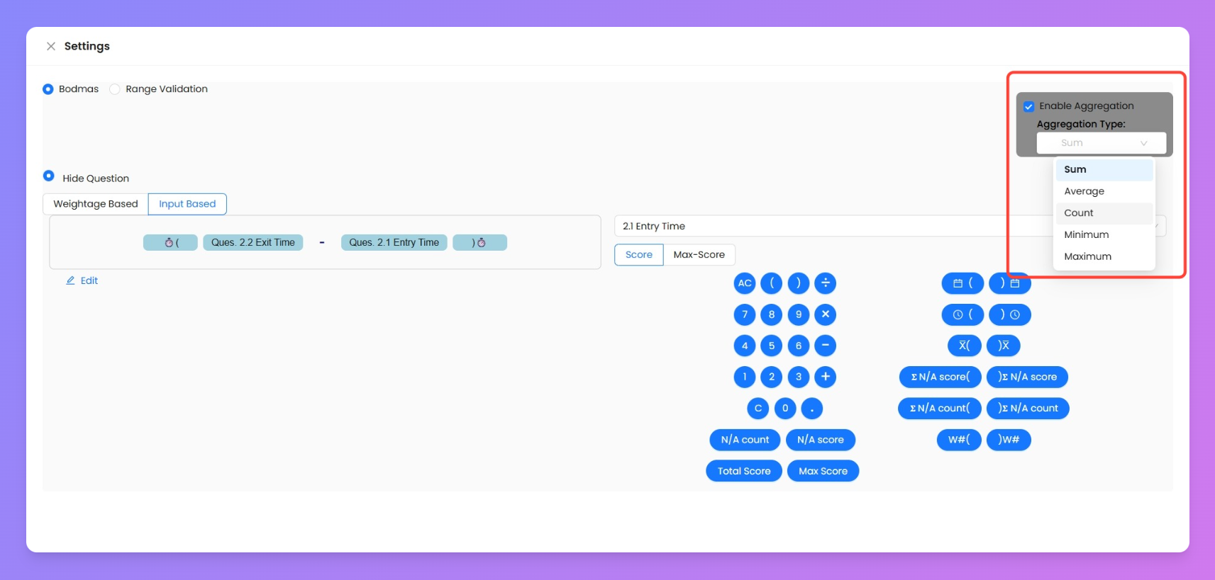 Set Question Scoring and Answer Options