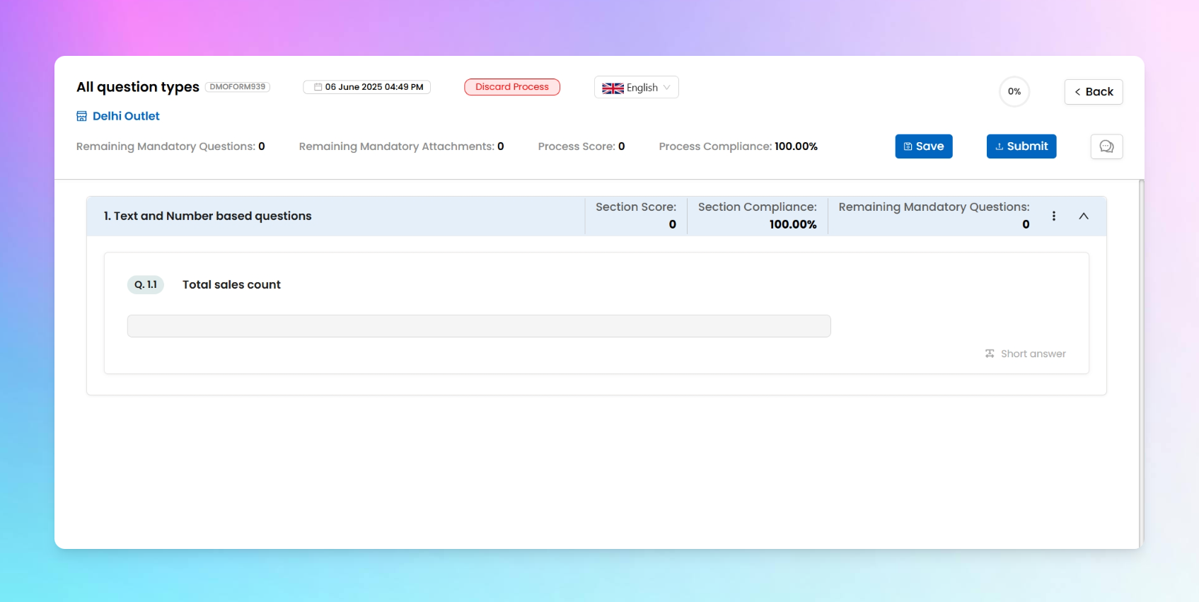 End-user view of the question