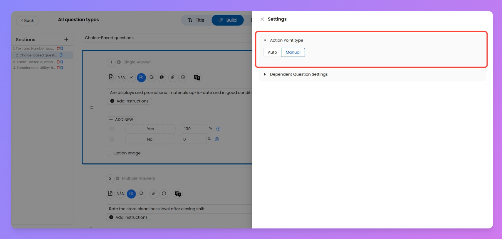 Setting Up Action Points