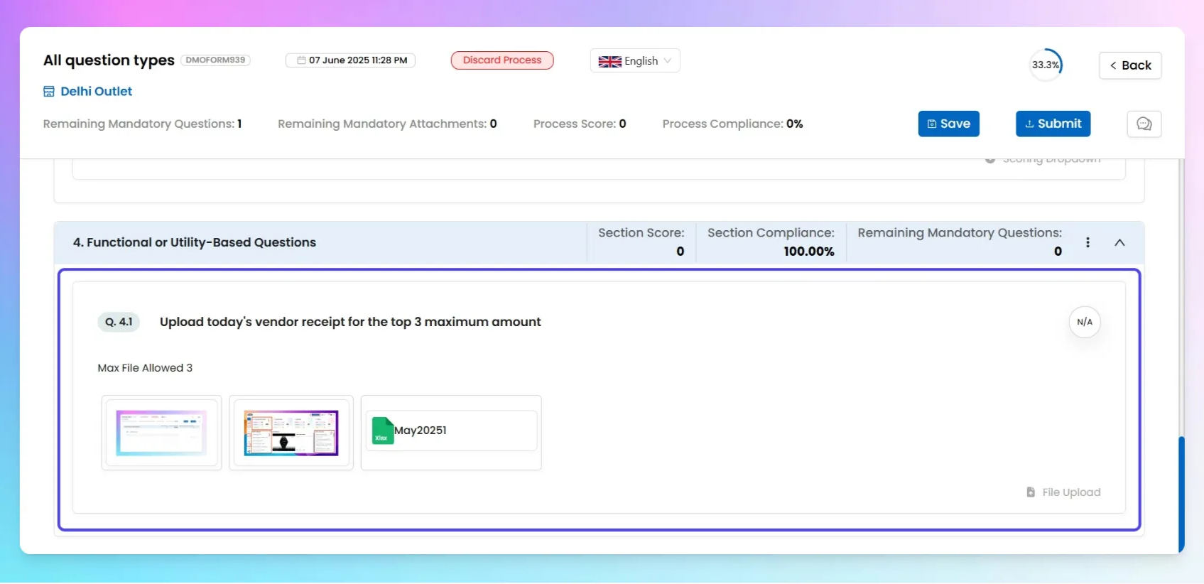 End-user view of the question