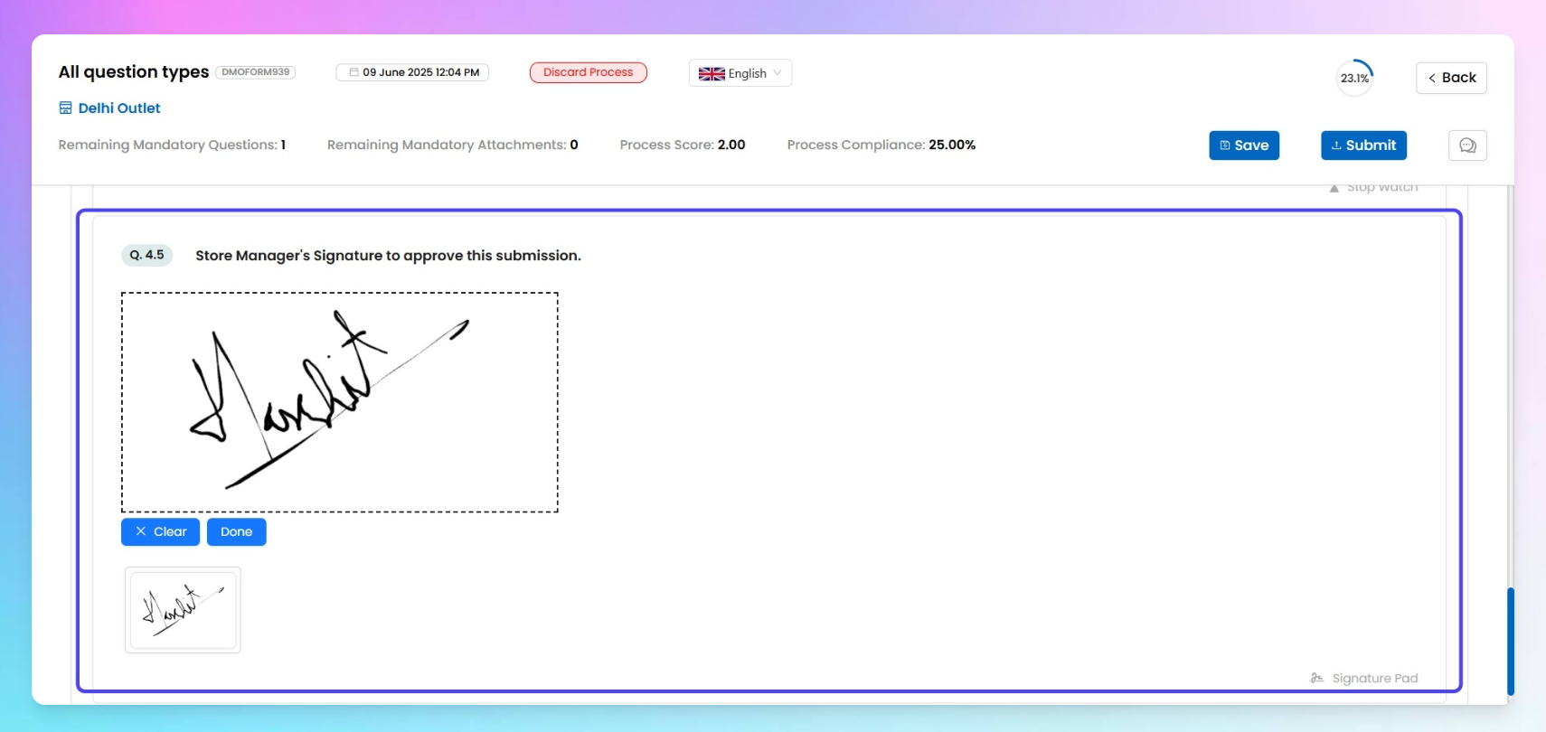 End-user view of the question