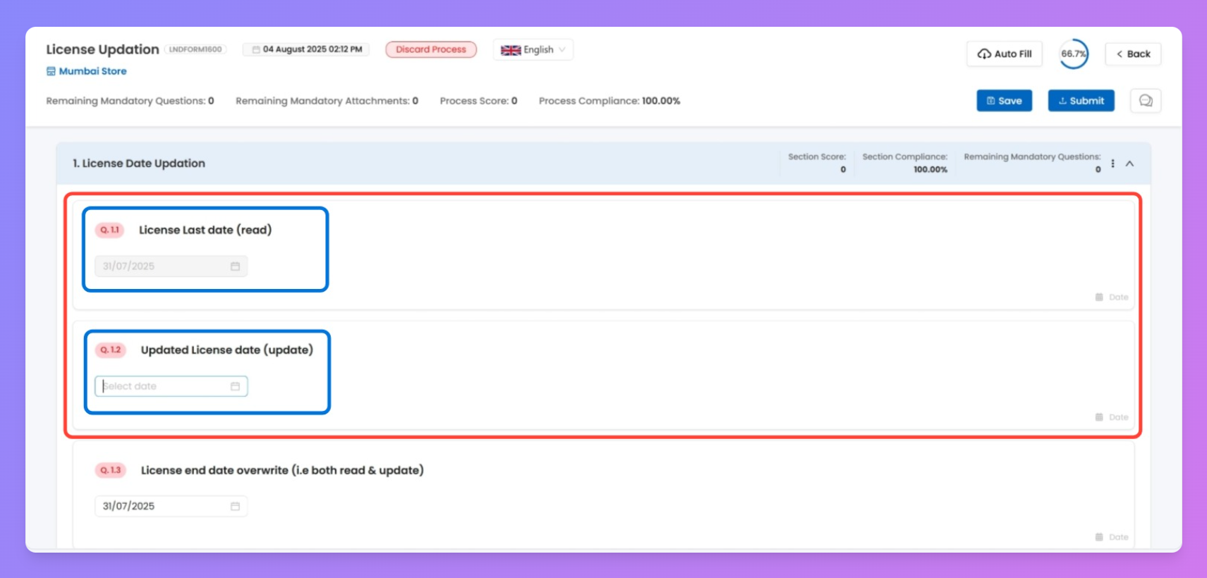 First and Second Question have the configuration as Read and Update type respectively