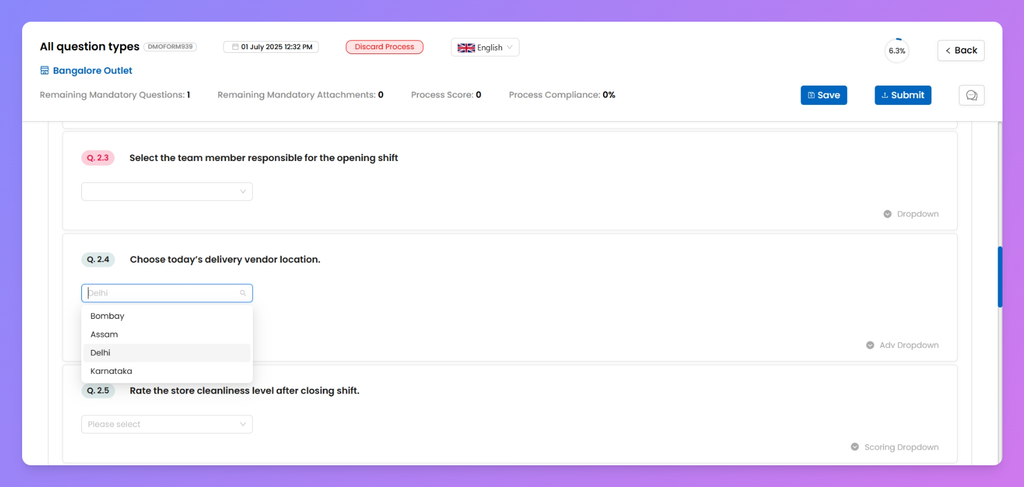 End-user view of the question