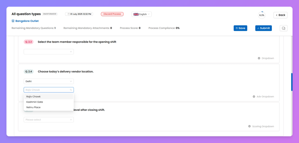 End-user view of the question