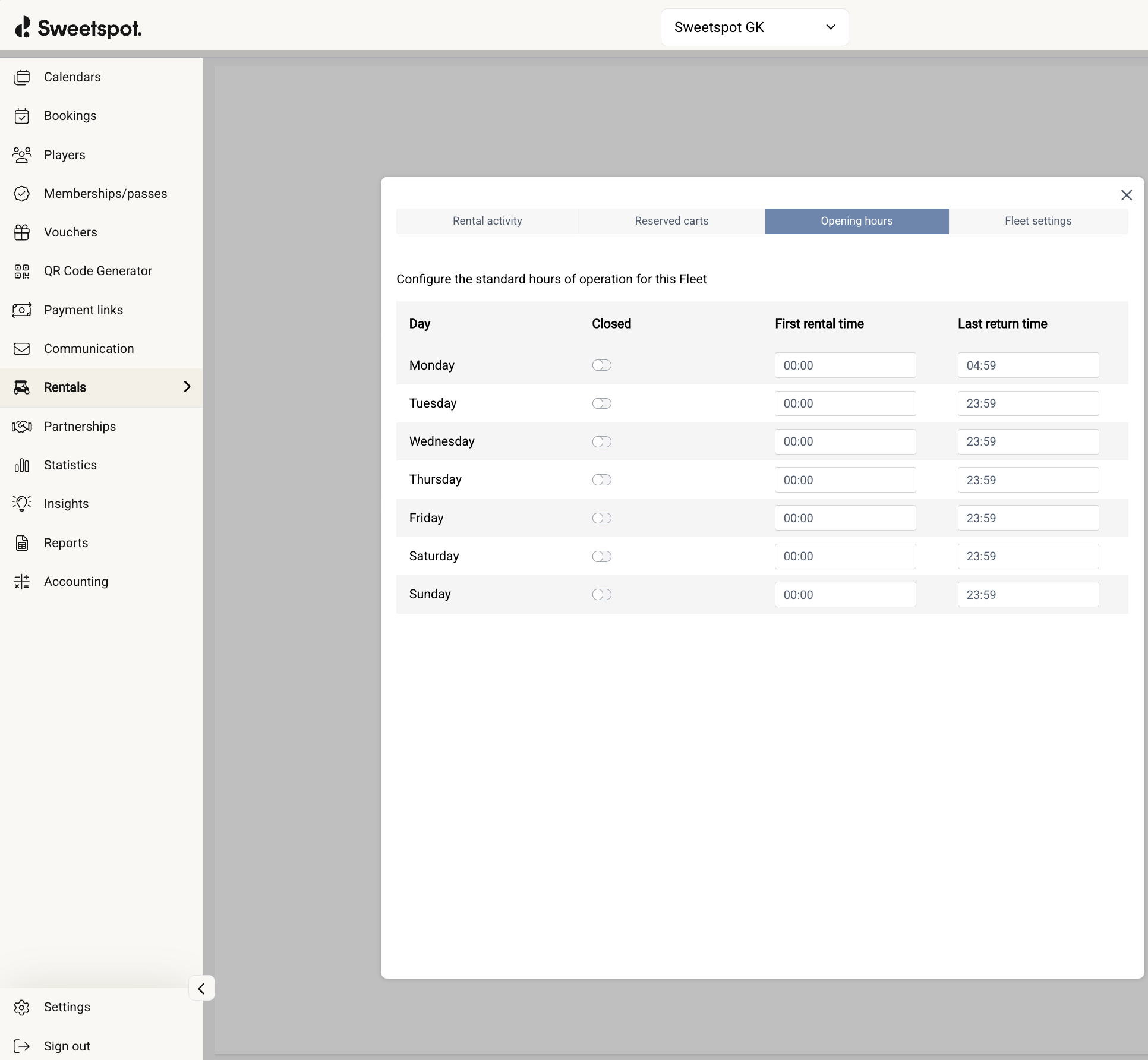 OLD OPENING HOURS VIEW