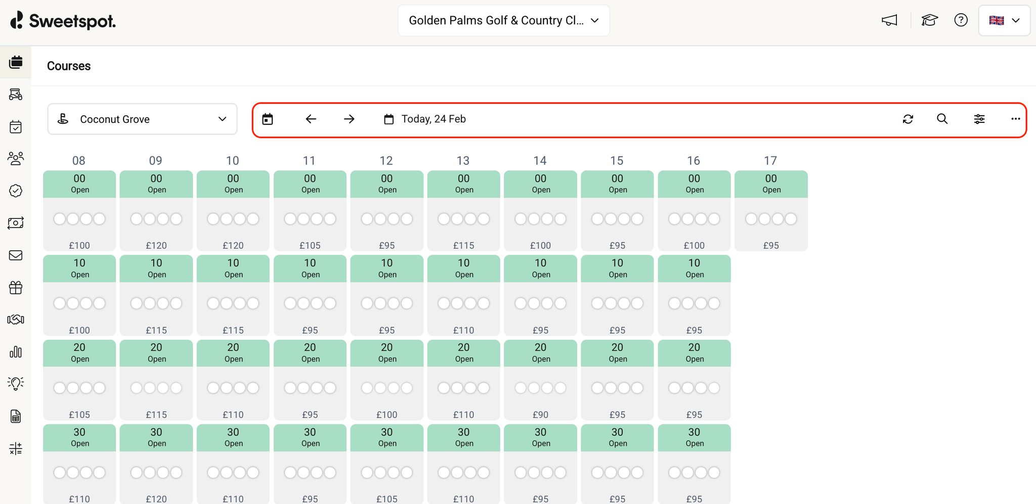 NEW course tee sheet header