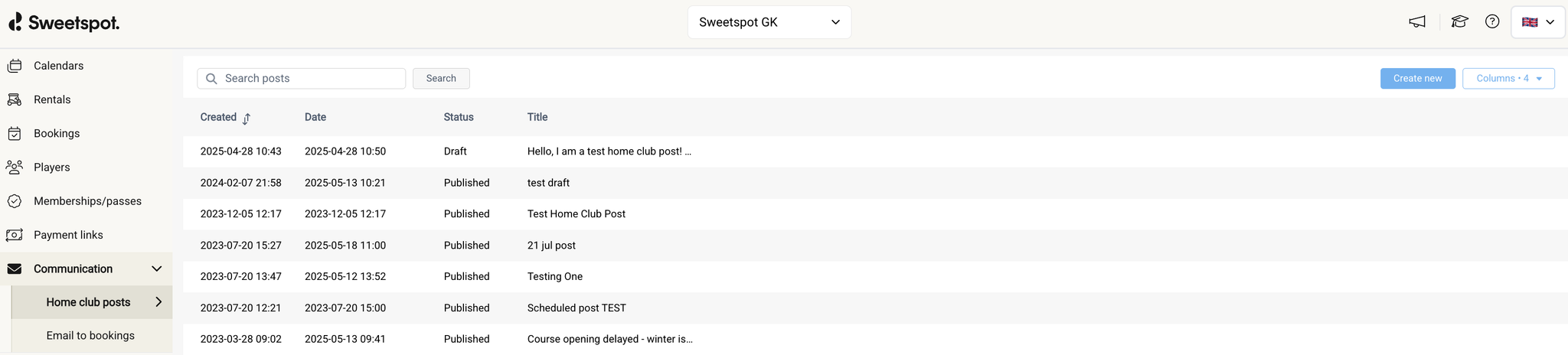 OLD - HOME CLUB POSTS