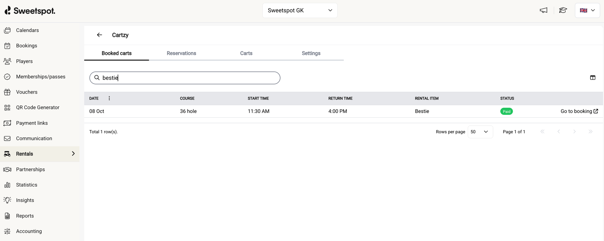NEW BOOKED CARTS VIEW