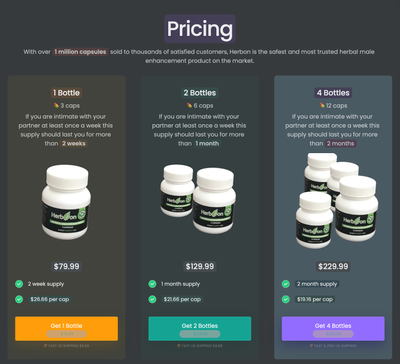 Herbon Pricing Screenshot