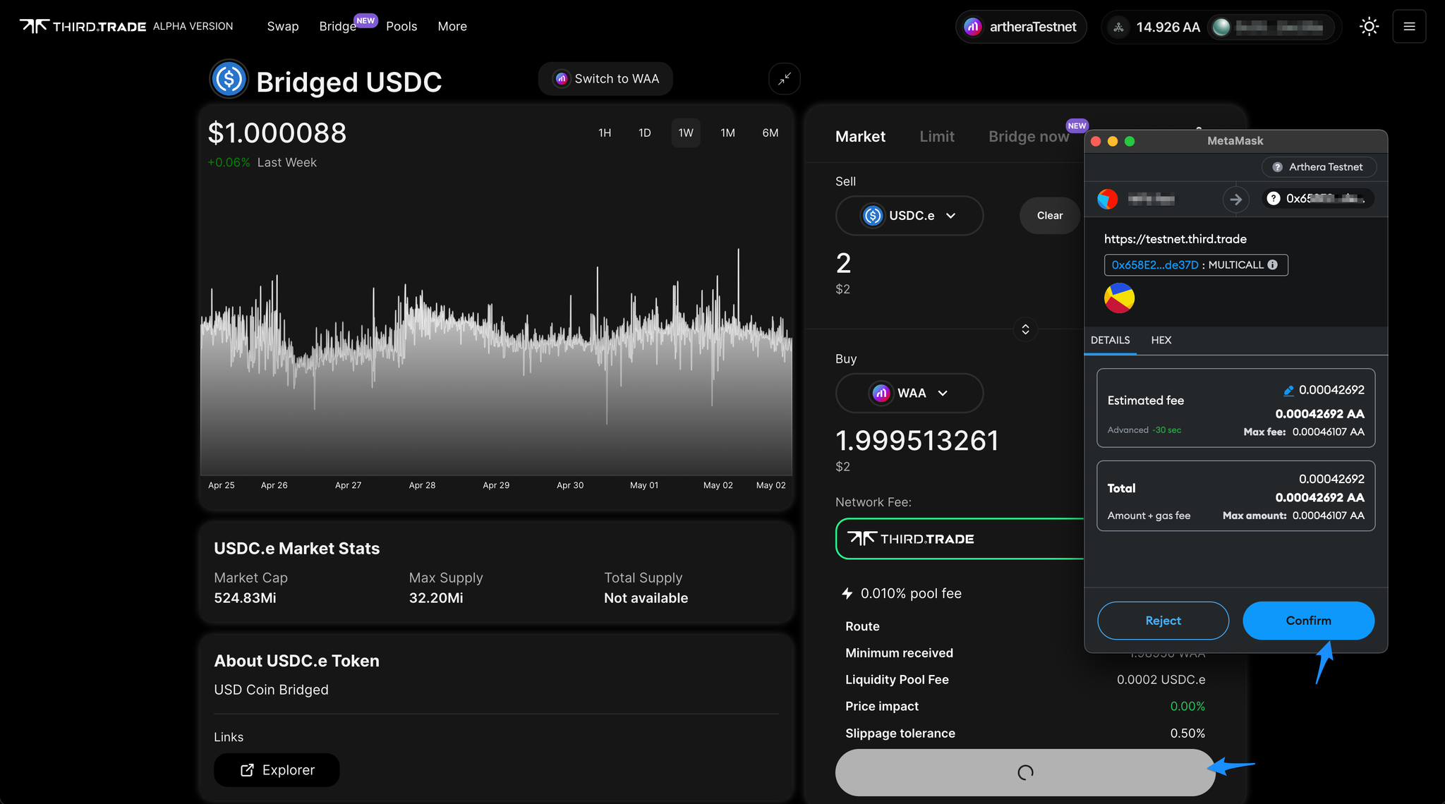 Sign the transaction on Swap.