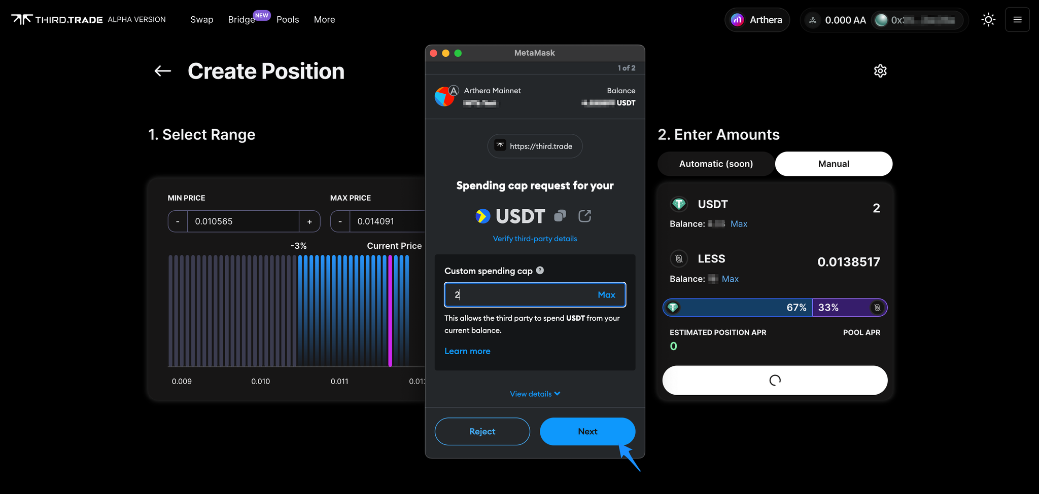 Confirm spending cap request transaction.