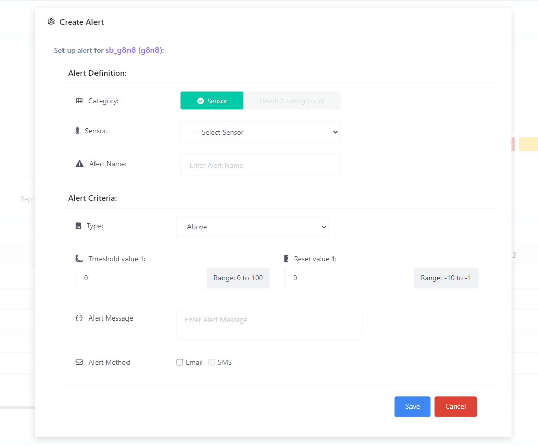 Figure 3 - Create Alert Modal