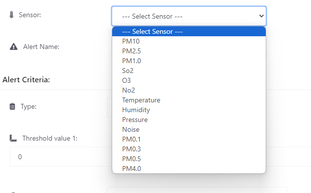 Figure 5 - Sensor list