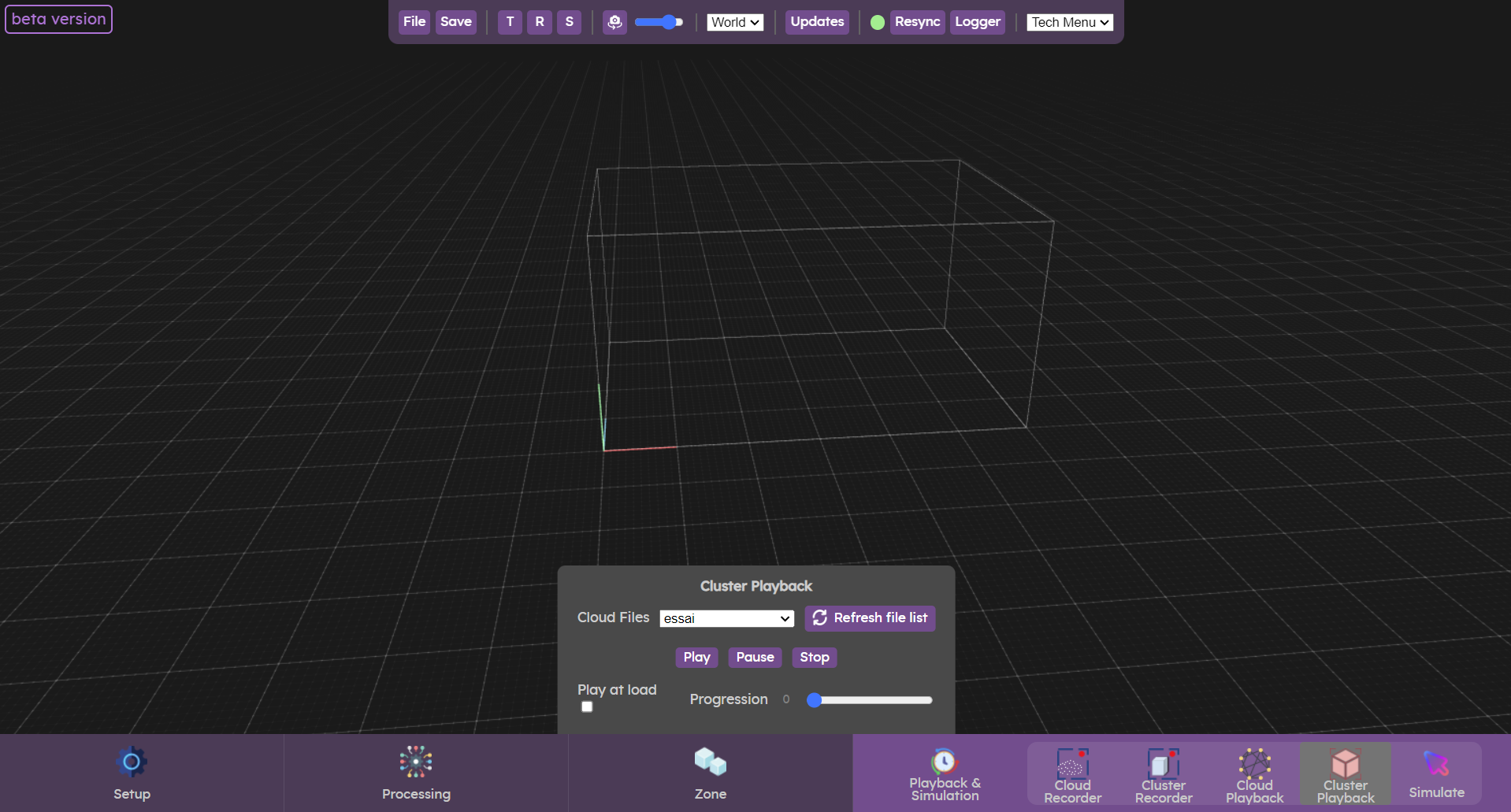 Cluster playback menu in the web UI