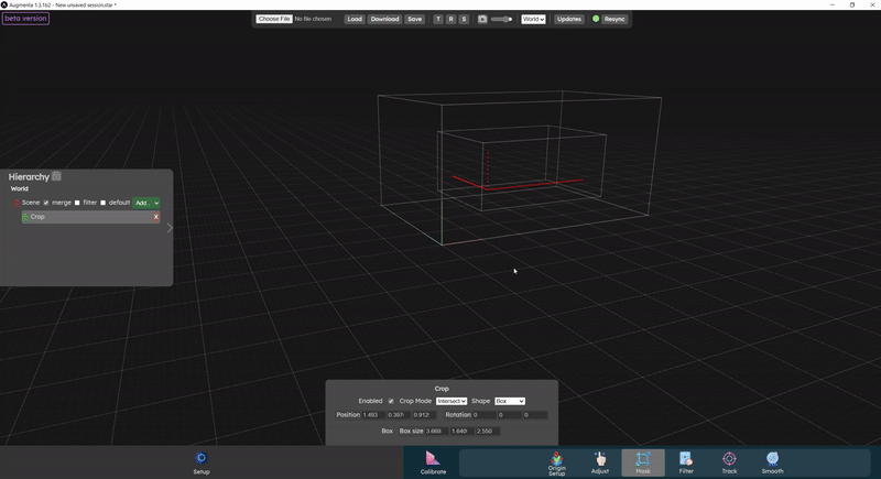Crop box highlight in the web interface