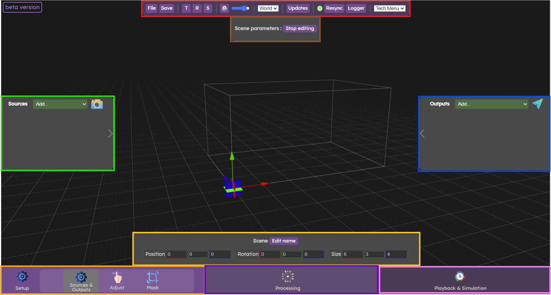 Toolbars of the web interface