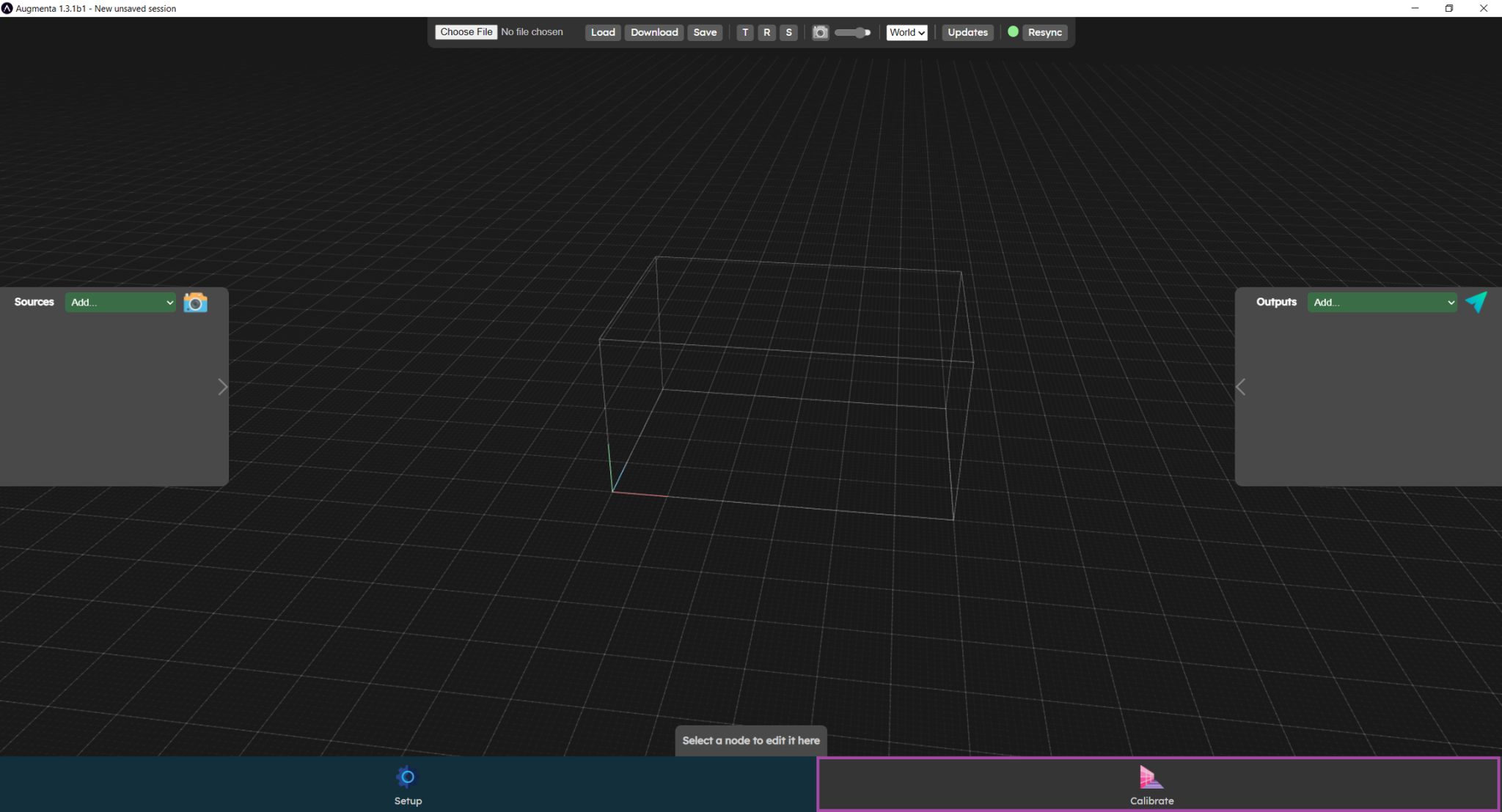Calibrate menu in the web interface
