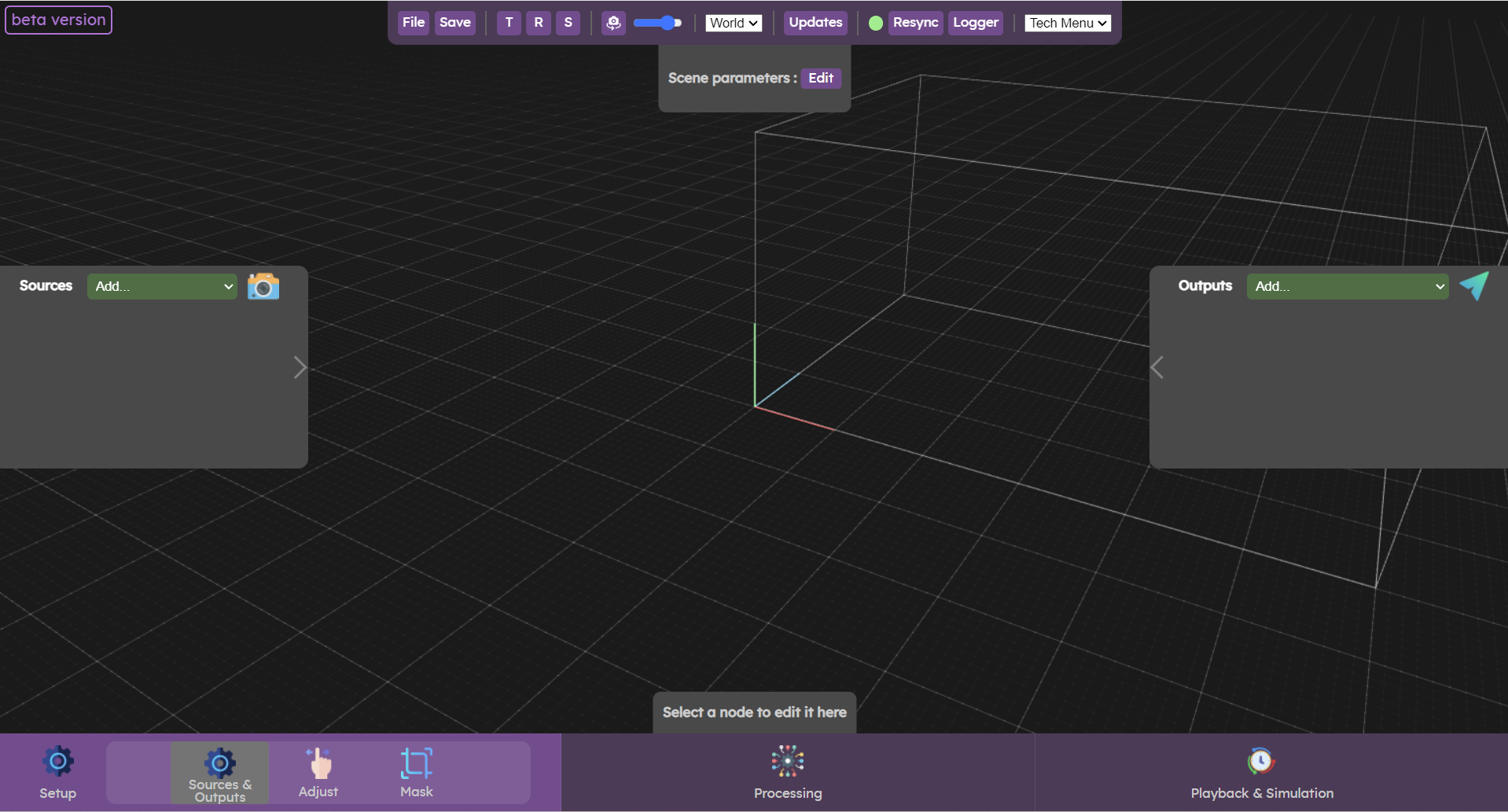 Monitoring view of the web interface