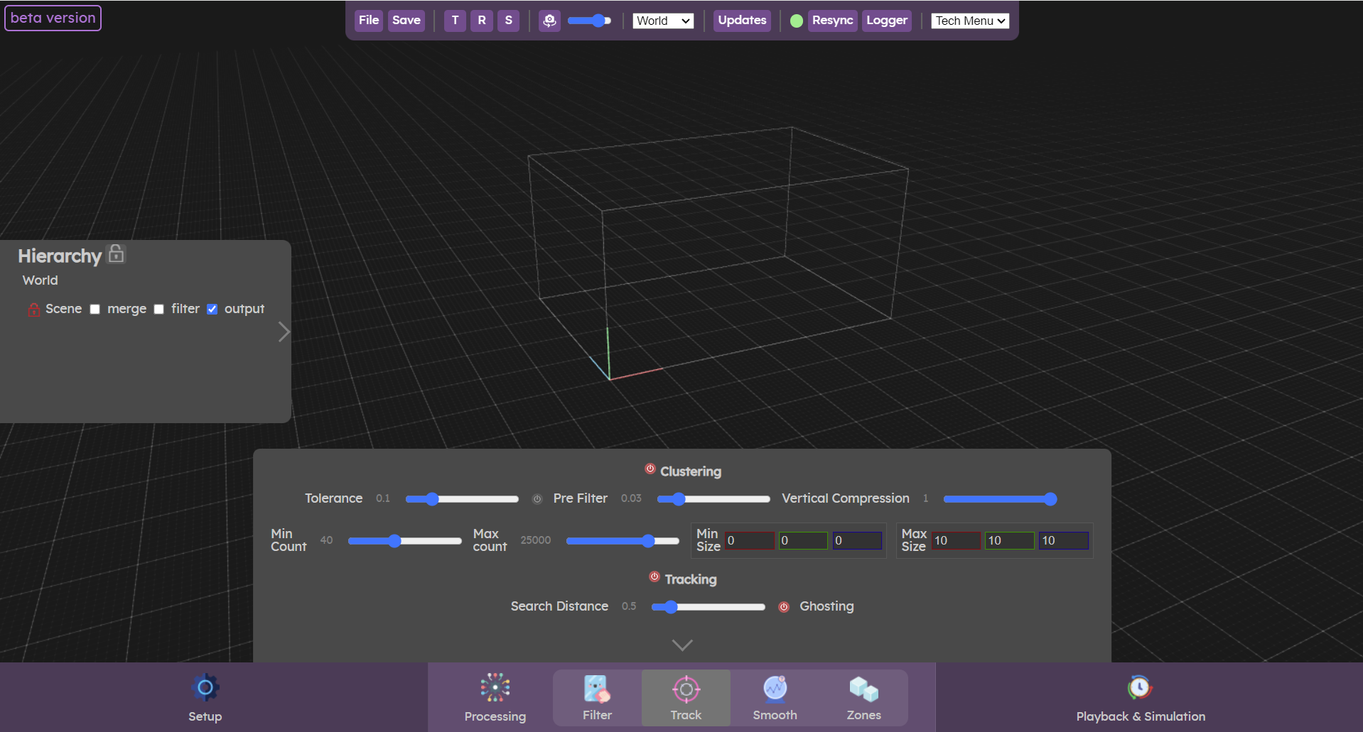 Track menu in the web UI