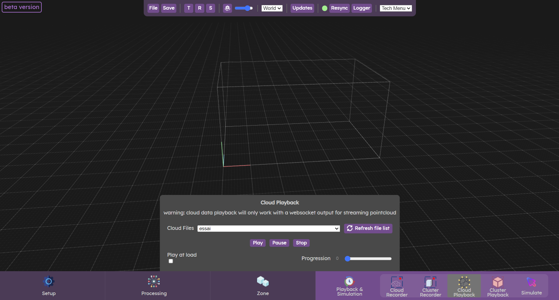 Cloud playback menu in the web UI