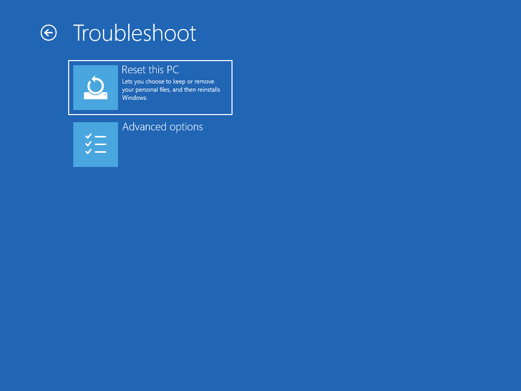 Select Reset this PC