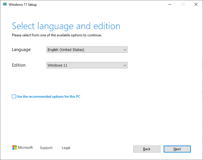 Choose the relevant language settings