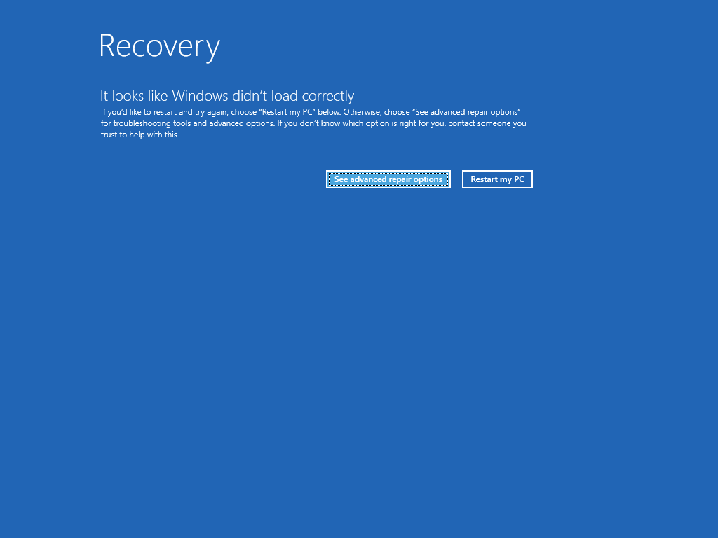 After 2 failed boots or blue screen restarts, Windows will give this prompt on the third boot.