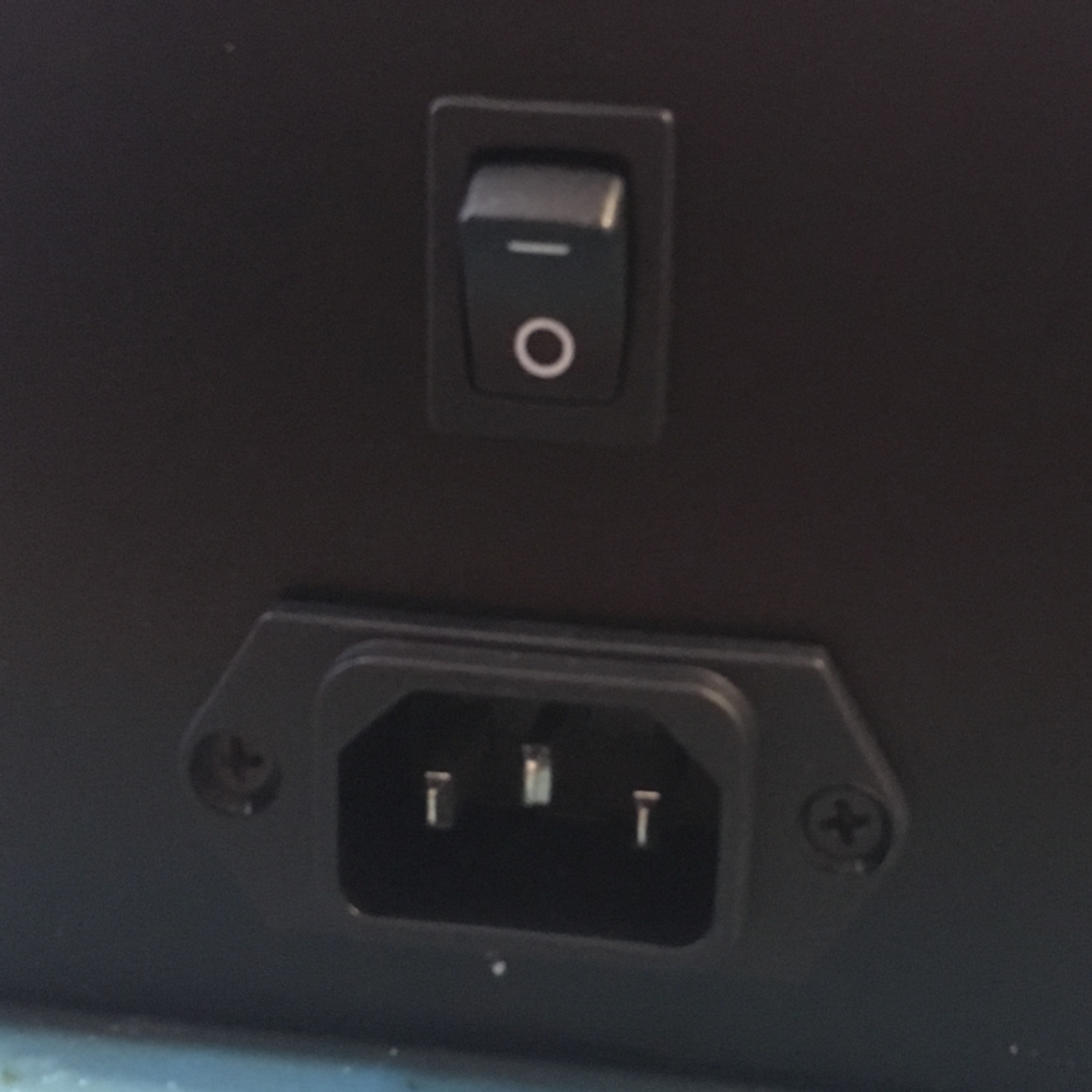Power connector and switch on back of unit