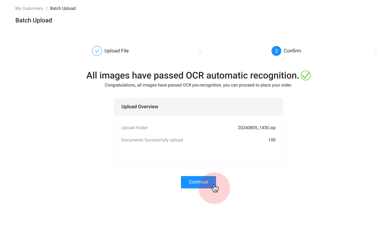 Example of automated OCR results for a proof document 01