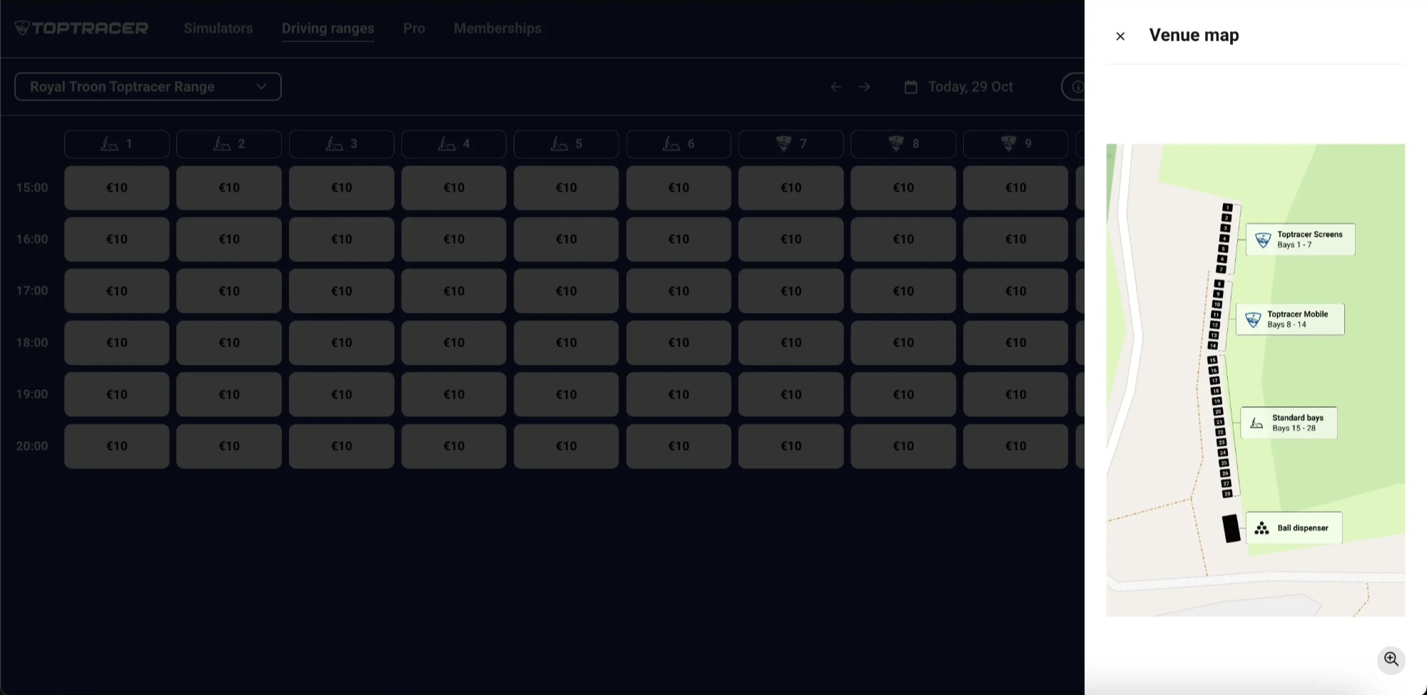 New venue map functionality in web booking