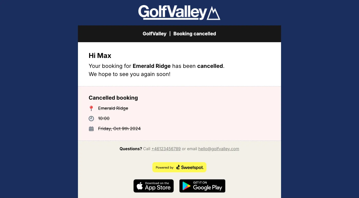 Booking cancellation (All business areas)