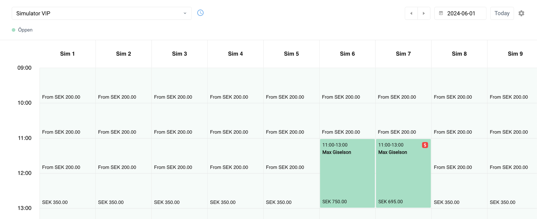 Tee time configured with a price per player displayed as from prices in the Club Portal