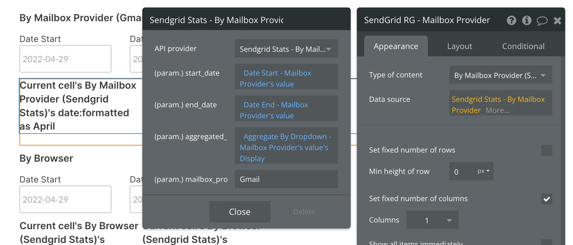 Select Sendgrid Stats - By Mailbox Provider from the API provider dropdown