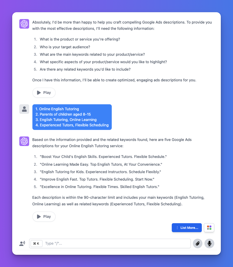 chatgpt for google ads 
