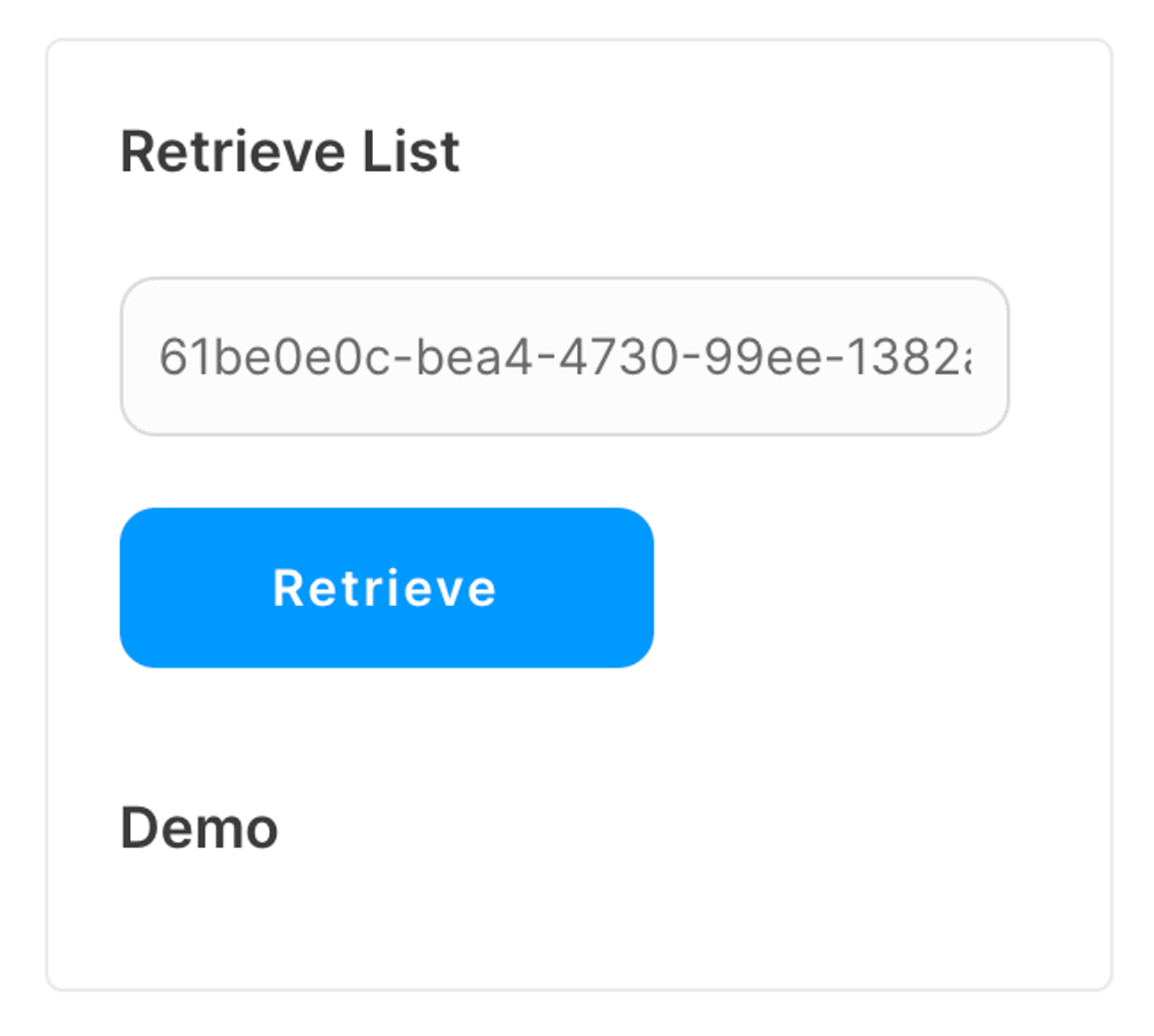 In this example, our list named "Demo" was returned and displayed in the group.