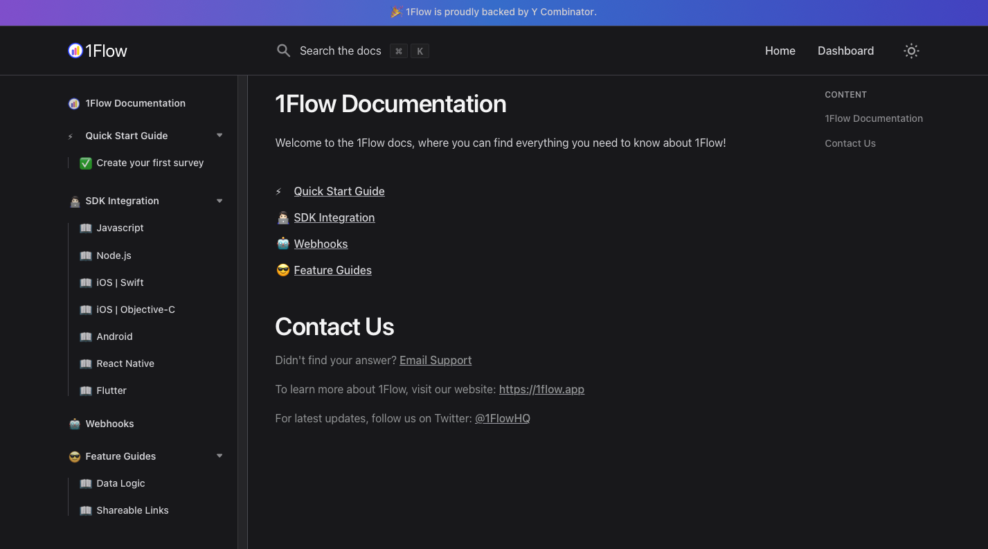 The amazing 1flow docs site