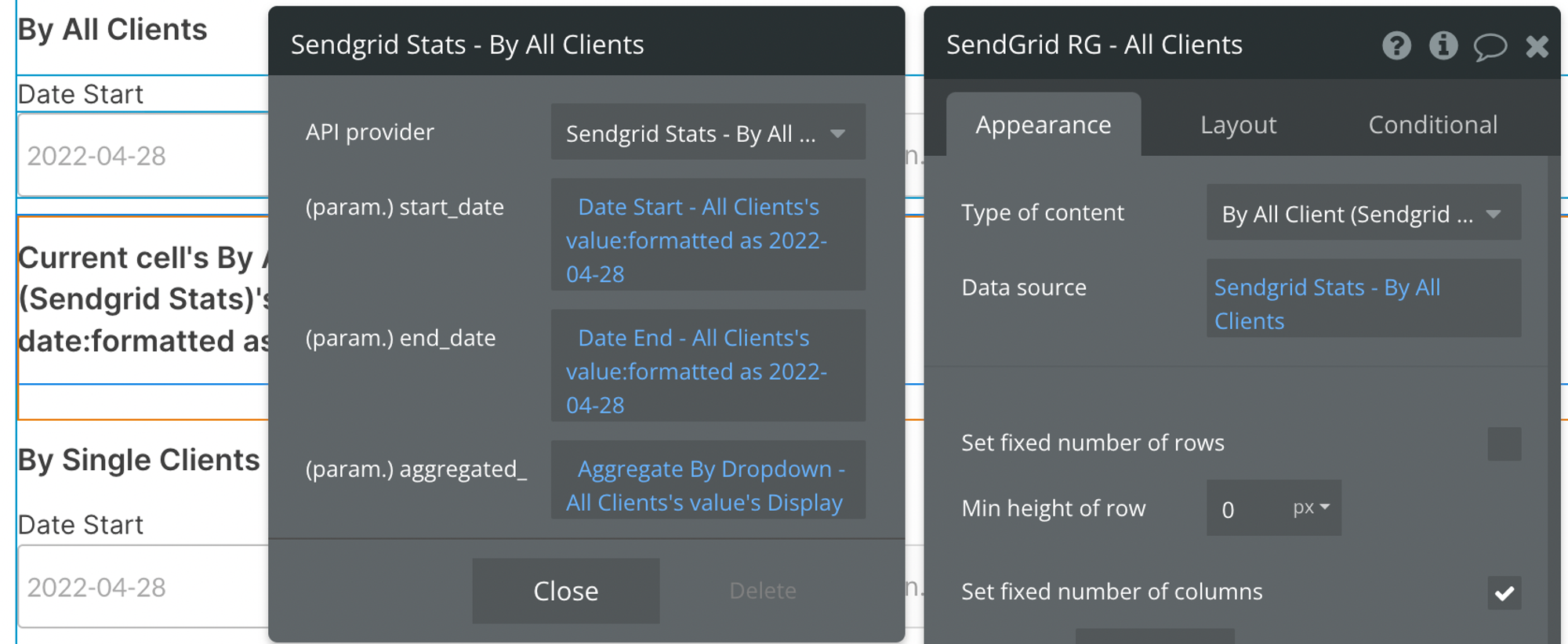 Select Sendgrid Stats - By All Clients from the API provider dropdown