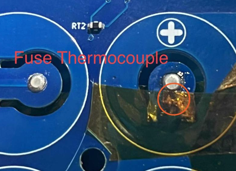 Positioning of the fuse thermocouple 