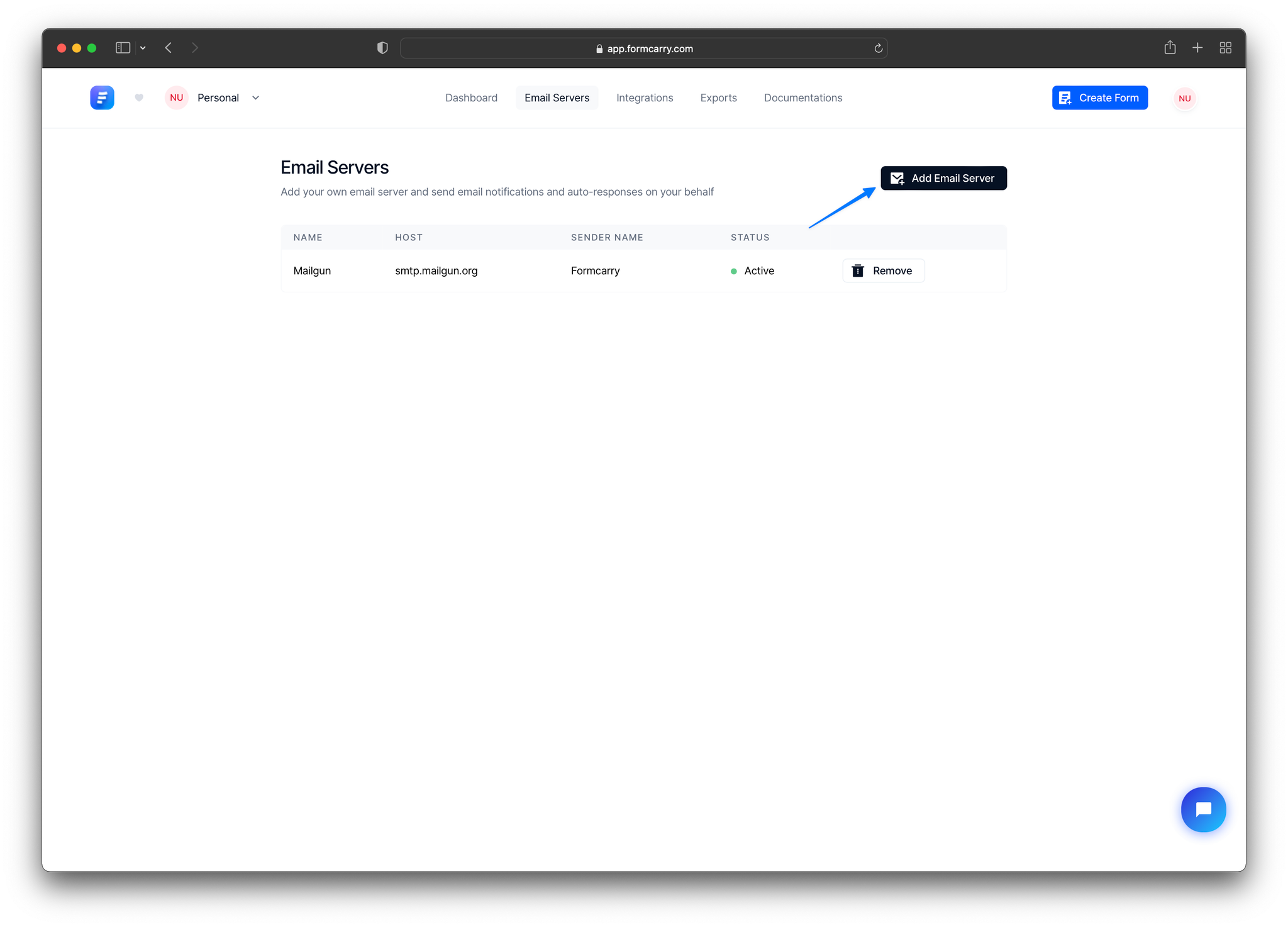 custom-email-servers-formcarry-documentations